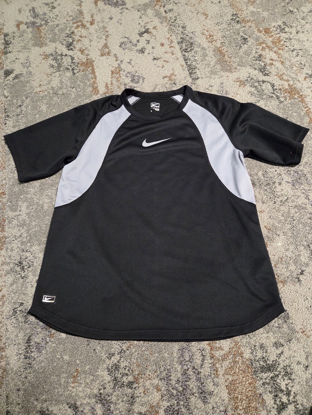 Nike Black Short Sleeve Performance Tee with Gray Panels